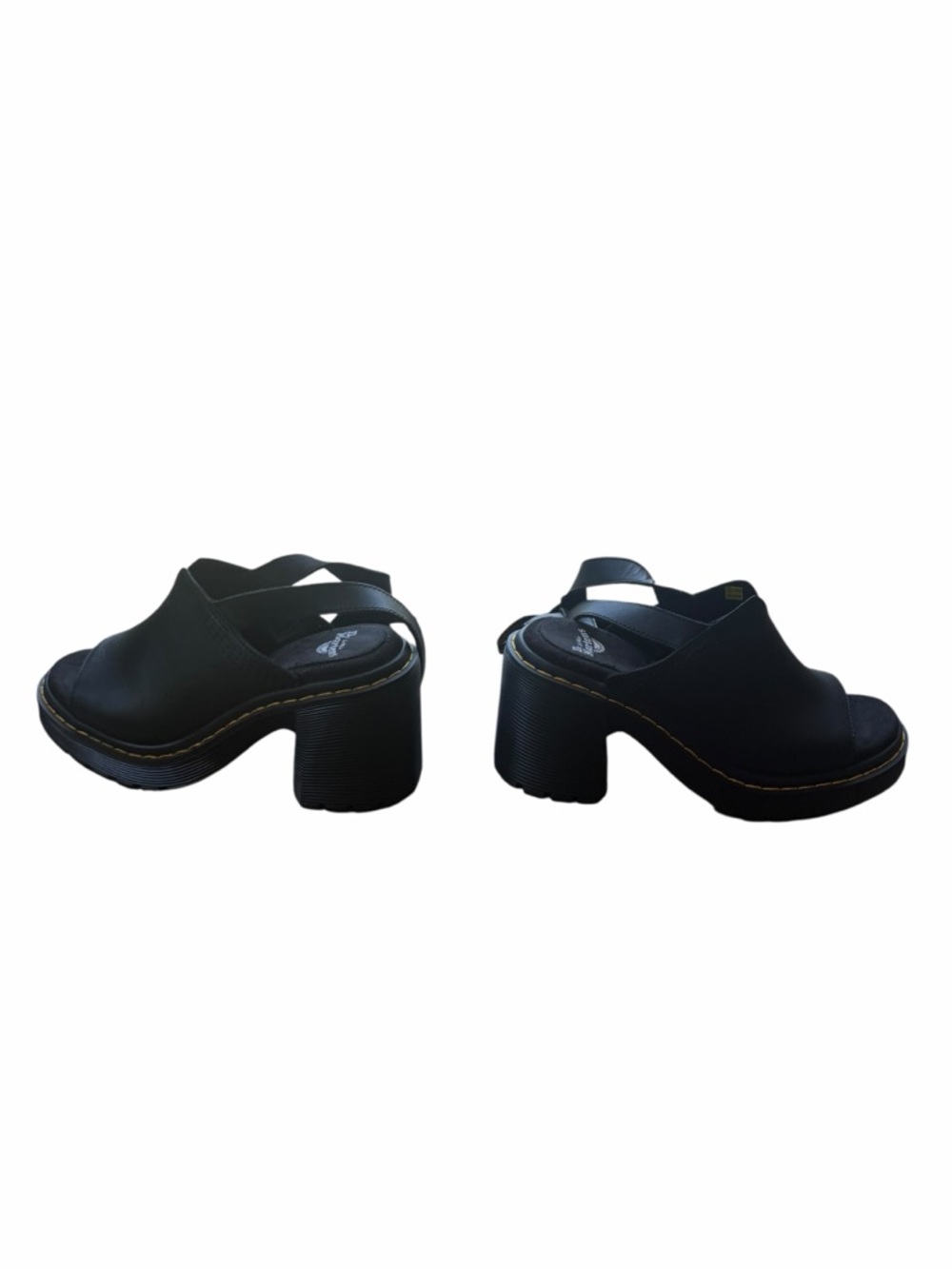 Dr. Martens Millee Chunky Leather Heels Open Toe Sandals Black Platform Women’s - Picture 4 of 16